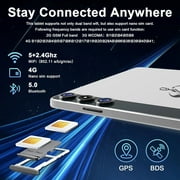 10inch Android 15 Tablet,4G Cellular Tablet with 128GB ROM+14(8+6)GB RAM,5G WIFI,Octa-Core,13MP Camera,GPS,1TB Expandable,FHD IPS,8000mAh,Face Unlock,Split-screen,Android Tablet with Keyboard,Silver