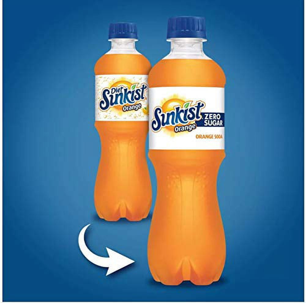 Sunkist Orange Zero (Diet) Soda 20 oz Bottles (Pack of 16, Total of 360 fl oz)