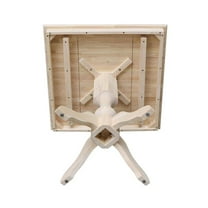 36" x 36"  Natural Solid Wood Square Top Pedestal Table - 41.9" Height