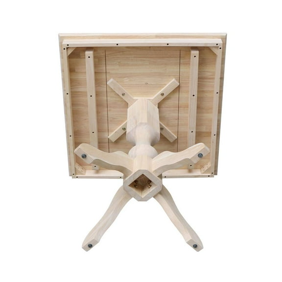 36" x 36"  Natural Solid Wood Square Top Pedestal Table - 41.9" Height