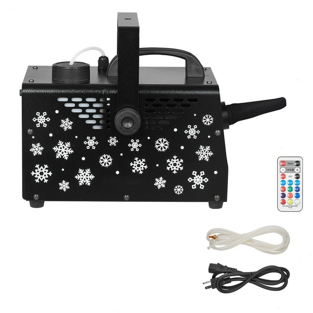 KFFKFF 900W Snow Machine with 9 LED RGB Lights, 12 LED Lighting Colors, and Wireless Remote, Handheld/Hanging Outdoor Snowflake Machine Fake Snow Machines