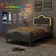 thumbnail image 4 of QinaQin Base de cama tapizada en terciopelo estilo princesa, con cabecera y piecera LED ajustables, soporte de madera y diseño ideal para niñas o niños, 4 of 9