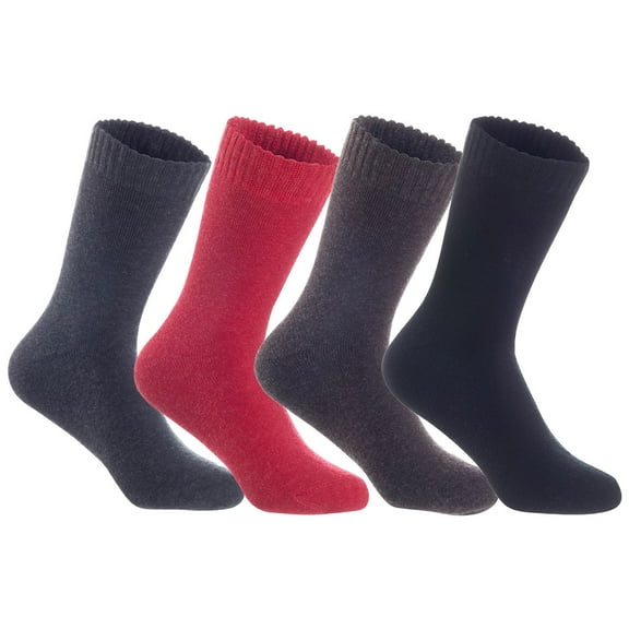 4 Pairs of The Most Gorgeous Women's Wool Crew Socks. Strong, Comfortable LK0602 Size 6-9 (Dark Grey,Red,Coffee,Black)