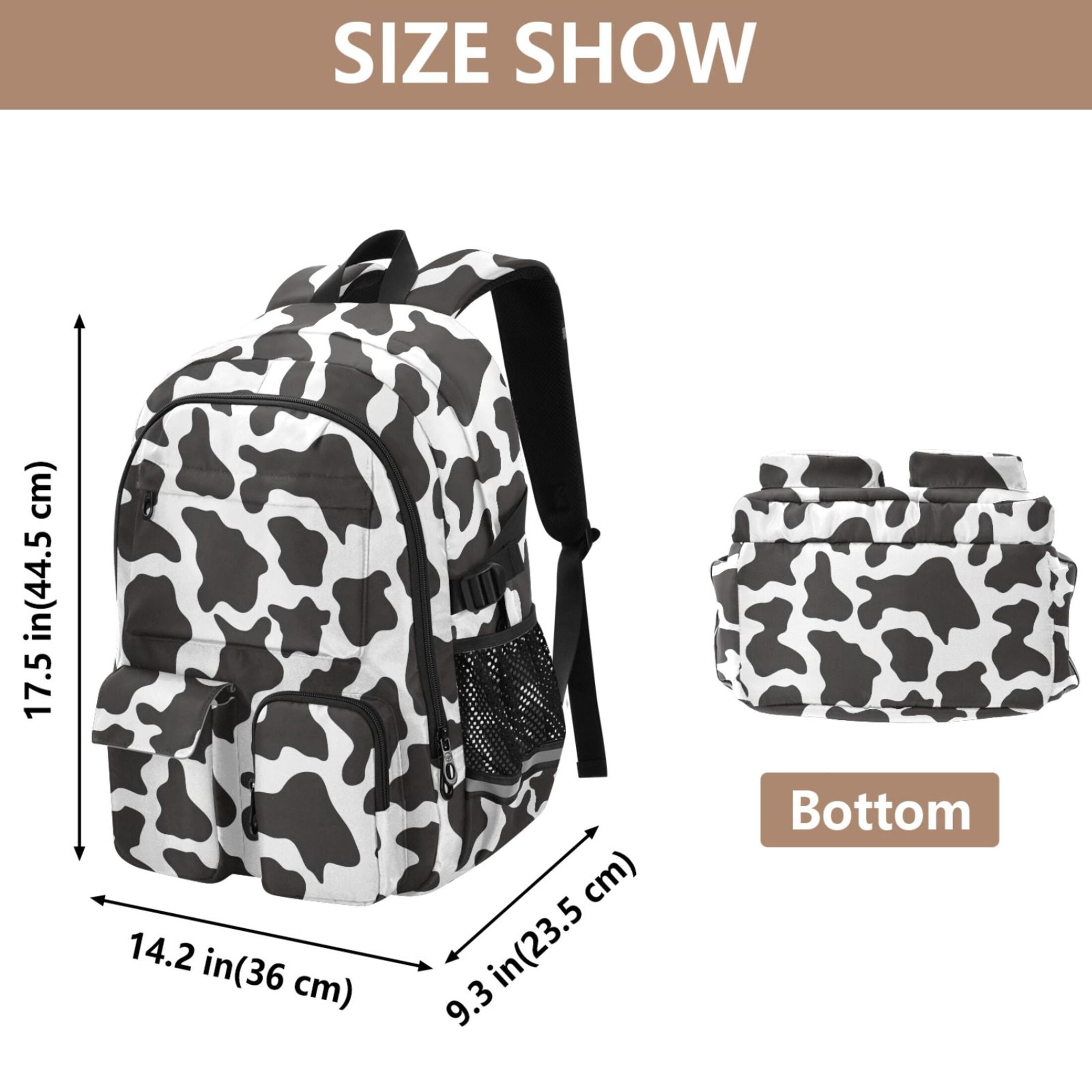 ALAZA Cow Print Student Backpack School Bookbag Large Laptop Daypack Travel Bag