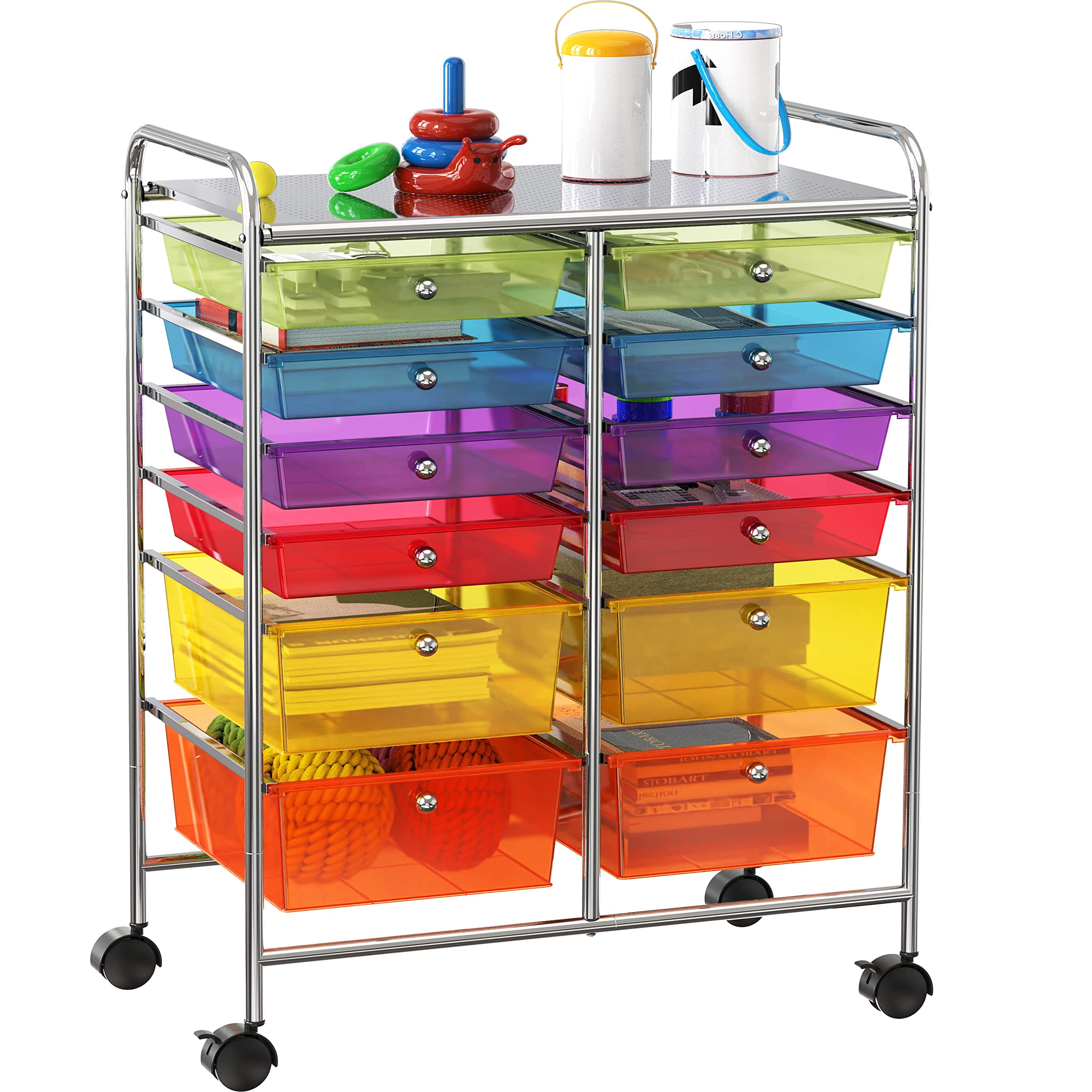 SimpleHouseware 12Drawers Rolling Storage Cart, Multicolor