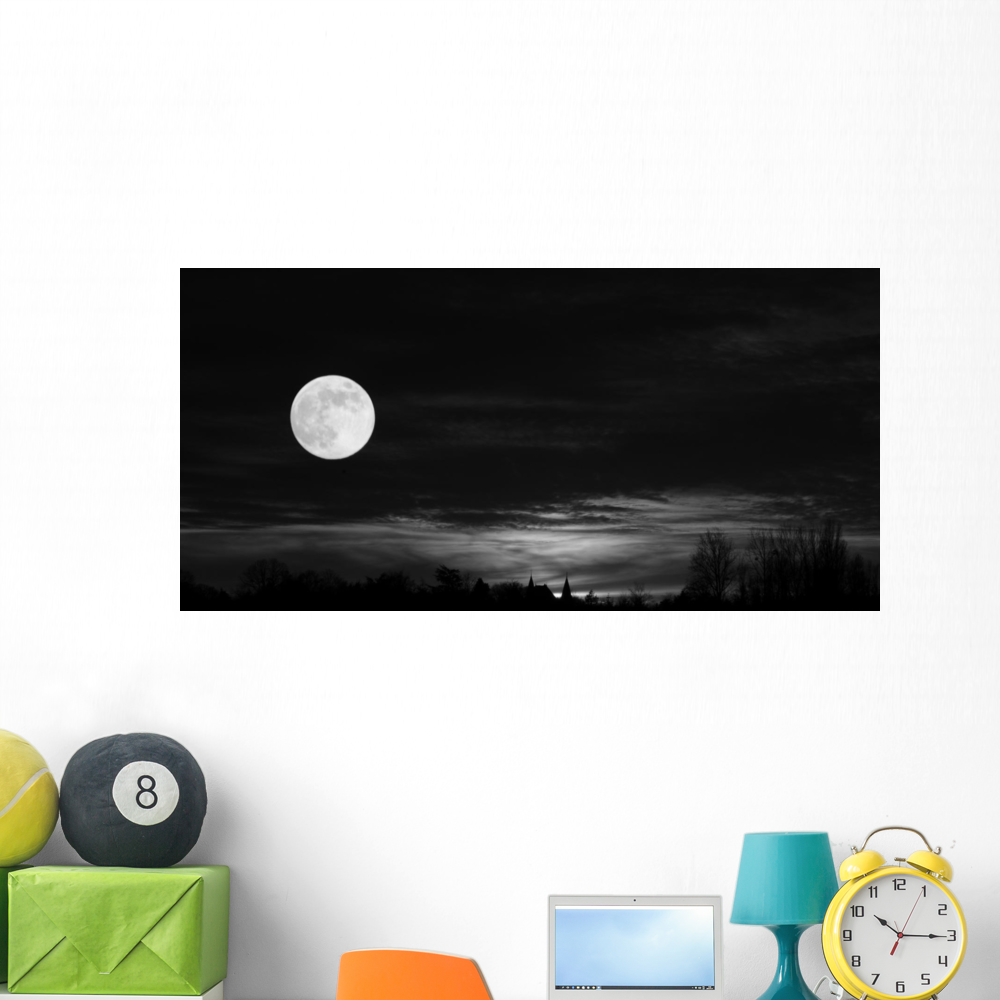 Full Moon Wall Mural Decal by Wallmonkeys Vinyl Peel and Stick Graphic ...