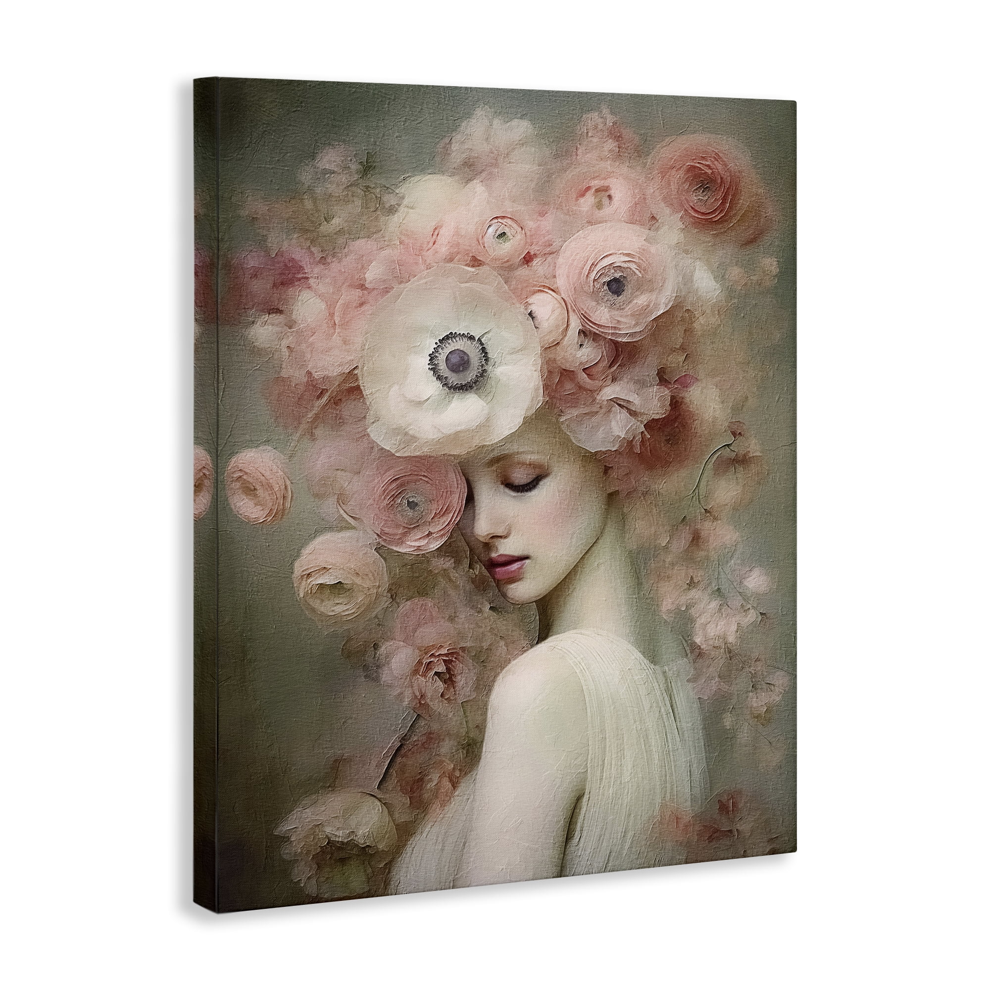 Stupell Industries Blush Florals Portrait Novelty Painting Gallery Wrapped Canvas Art Print Wall Art, 16 x 20