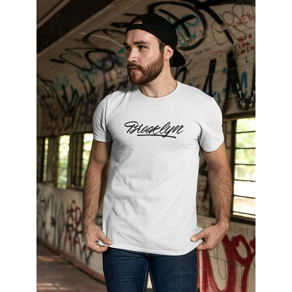 Brooklyn New York Calligraphy T-Shirt Men -Image by Shutterstock, Male x-Large