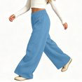 thumbnail image 5 of Lmnyox Kid's Sweatpants Wide Leg Baggy Solid Color High Waist Sports Pants Fleece Lined Joggers with Pockets, 5 of 9