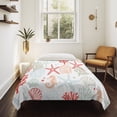 thumbnail image 4 of Ocean Orange Red Tapestry for Bedroom Wall Hanging Tapestry, Coastal Starfish Coral Shell Marine Ceiling Backdrop Tapestries Poster Blanket Wall Decor for Teens Room Living Room Dorm 39" x 59", 4 of 8