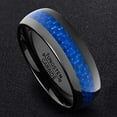 thumbnail image 3 of Wedding Rings For Men. 8mm Domed Black Tungsten Wedding Band w/ Blue Carbon, 3 of 7