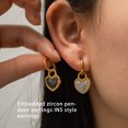 thumbnail image 3 of sweethay Pendientes de aro de corazón para mujer, estilo dulce de circón, forma de cerradura exagerada, gancho para la oreja, joyería, Ropa, zapatos y accesorios Miscelánea Negro, 3 of 6