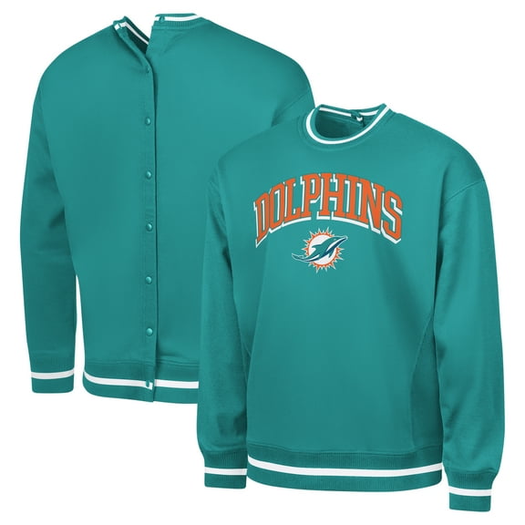 Men's G-III Sports by Carl Banks Aqua Miami Dolphins Adaptive Blocker Fleece Pullover Sweatshirt