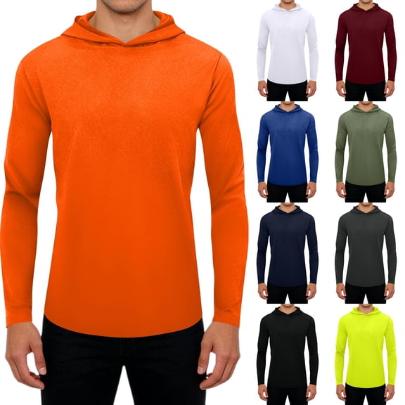 Trgacdwlo Mens Active Athletic T-Shirts Hooded Quick Dry Mens Long Sleeve Shirt Sun Protection Summer Outdoor Running Tshirts Green M