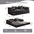 thumbnail image 3 of Convertible Floor Sofa Bed, Chenille Cloud Couch with Pillow Back & Armrest, Foldable Loveseat Sectional Sofa with Fixed-Shape Frame for Living Room, Black, 3 of 7