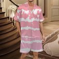 thumbnail image 4 of Men's Gradient Printed Satin Short Sleeve Button Up Pajama Loungewear Set for Comfortable Sleep and Relaxation at Home, 4 of 4