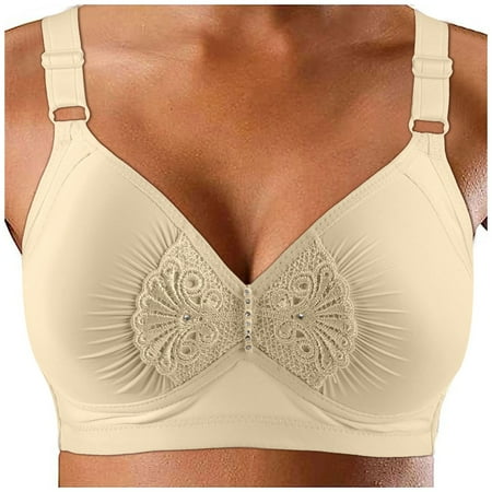 PEASKJP Womens Bras Comfortable Women s Push Up Bra Deep V Plunge Underwire T-Shirt Bra Multiway (Beige 40)