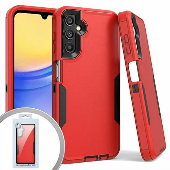 For Samsung Galaxy A15 5G S156V Slim Tough Hybrid Cell Phone Cover Case - Red