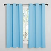 P5HAO Home Fashion Thermal Insulated Solid Grommet Blackout Curtain Panels for Bedroom (1 Pair, 42 inches Wide by 63 inches Long, Blue) Blue 42 in x 63 in (W x L)