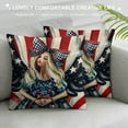 thumbnail image 3 of PHYHOO Patriotic Decorative Throw Pillow Covers, America Christian Faith Porch Outdoor Home Decor, American Stripes Couch Cushion Case White, 3 of 5