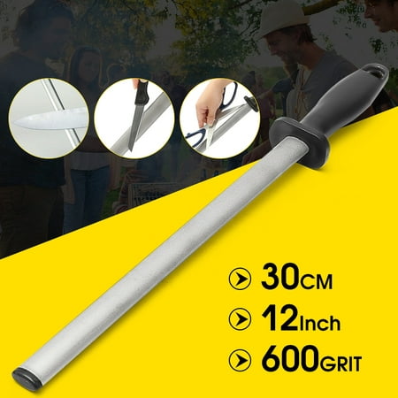12inch/30cm 600# Grit Diamond Knife Sharpening Hand Held Steel Rod Fish Hook Sharpener Wheststone with ABS Handle Tool for Home Kitchen