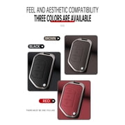 Leather Key Fob Cover for Jeep Wrangler JL JLU Gladiator 4XE 2018-2021 Accessories with Keychains Folding 3 Button Key Case for Jeep Wrangler Zinc Alloy Key Holder -A Keychain
