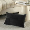 thumbnail image 3 of Fancy Homi Set of 2 Black White Lumbar Boho Decorative Throw Pillow Covers 12x20 inch for Living Room Bedroom Couch, Modern Farmhouse Home Decor, Soft Striped Plaid Corduroy Accent Cushion Case, 3 of 6