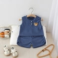 thumbnail image 2 of CAUYDY Baby Toddler 9M 12M 18M Boy Summer Outfit Pajamas Set for Toddler Boys 2-Piece Cute Sleeveless Shirt and Shorts 3T-6T Little Kid Clothes (Sizes 6-12 Months,L4-Blue), 2 of 4