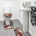 thumbnail image 2 of PATIO 4 Pieces Set 3D Digital Printing High-Density Merry Christmas Theme Pattern Shower Curtain Set Bathroom Floor Mat Base Mat Toilet Mat Home Holiday Decoration Bathroom Accessories Ch, 2 of 9