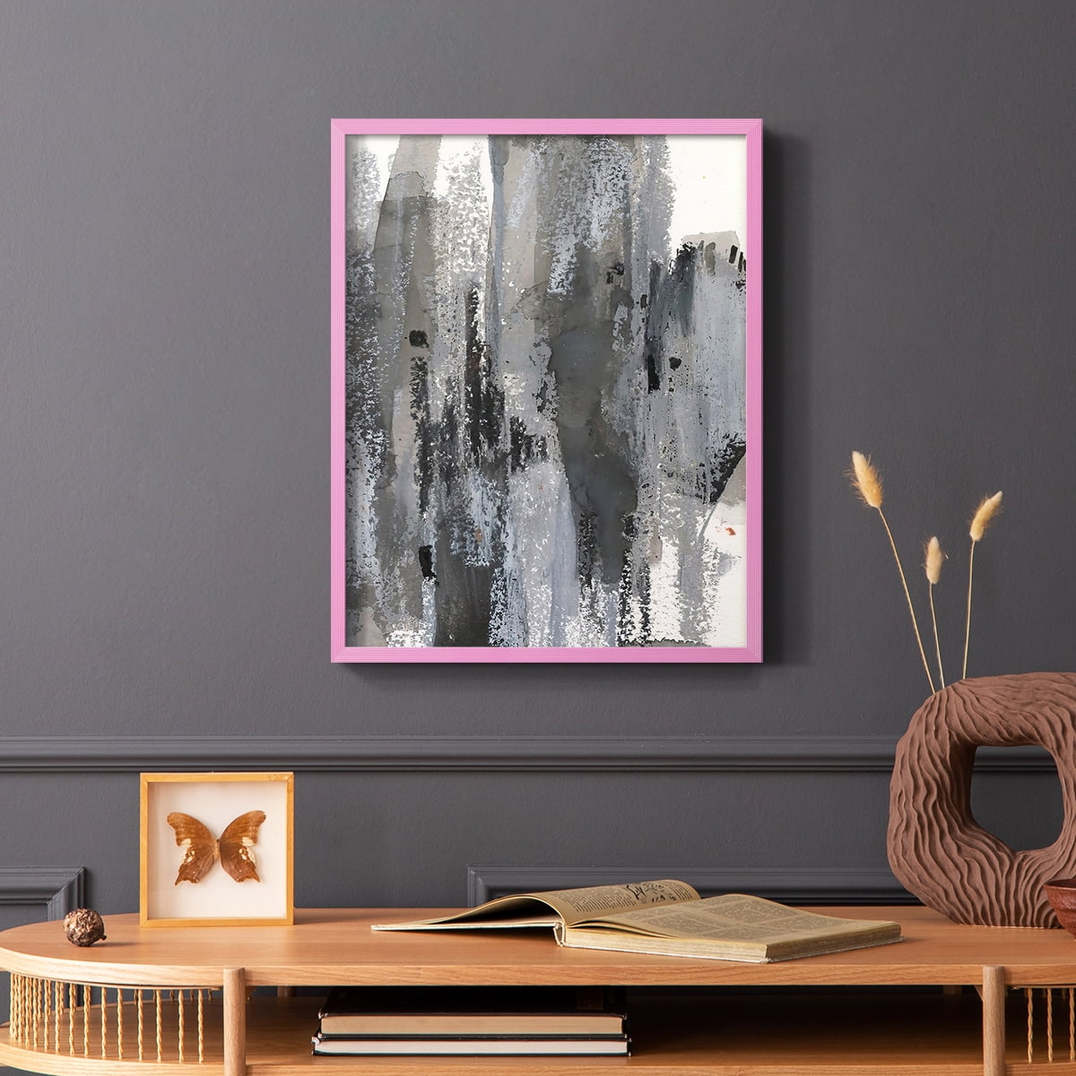 Loft Pastel III Framed Print in Pink Solid Wood Framed Print No Nail Hanging