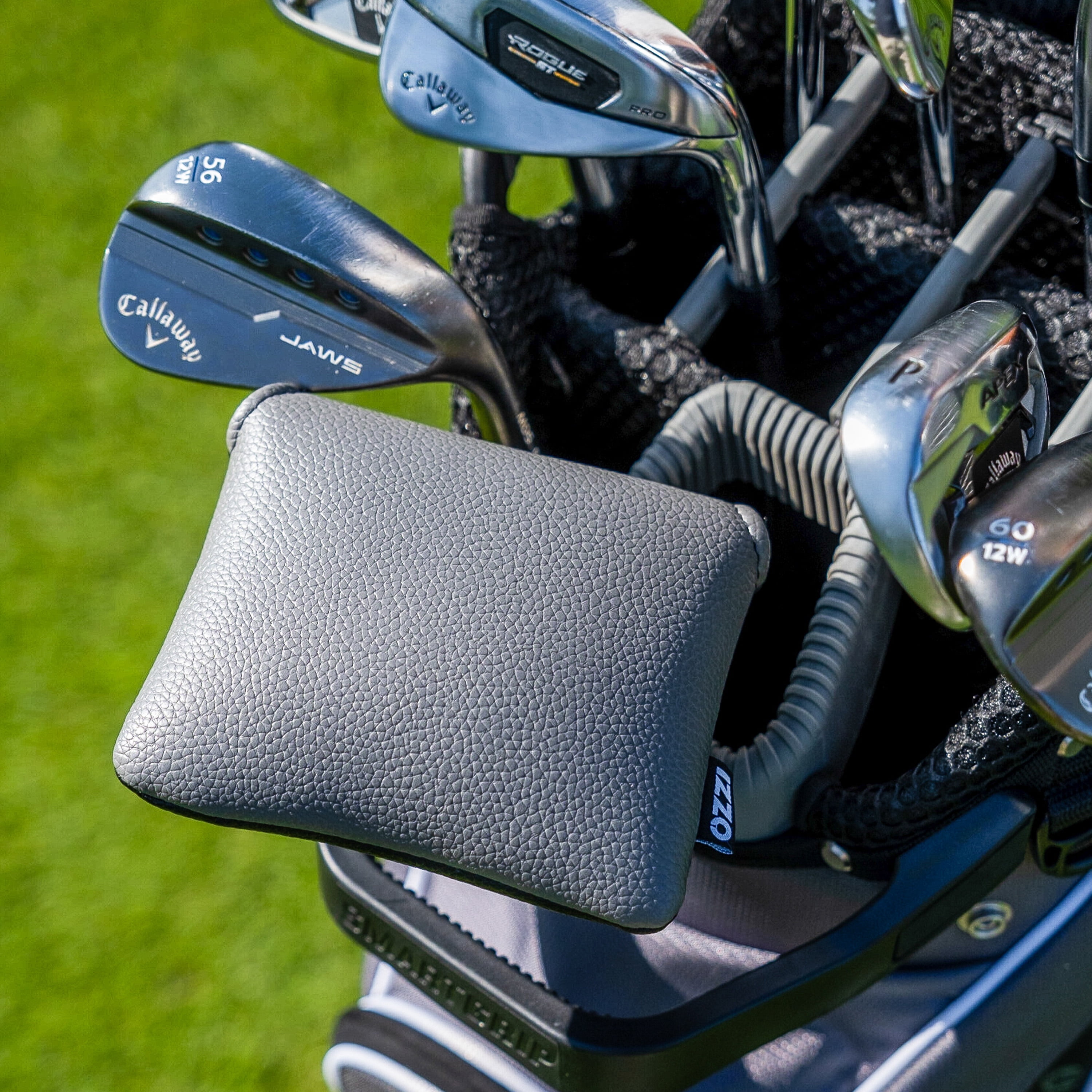 Izzo Golf Mallet Putter Headcover, Gray/Black with Magnetic Closure