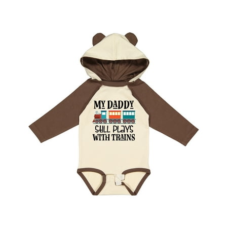 

Inktastic Daddy Still Plays with Trains Gift Baby Boy or Baby Girl Long Sleeve Bodysuit