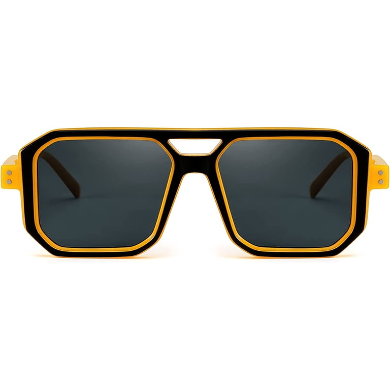 FEISEDY Square Aviator Sunglasses Men Women Retro Trendy 70s  display picture 2