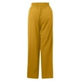 thumbnail image 6 of Olyvenn Women Summer Casual Solid Cotton Linen Drawstring Elastic Waist Full Length Long Pants Long Wide Leg Pants Trendy Comfy Loose Fit Casual Pants Yellow 8, 6 of 7