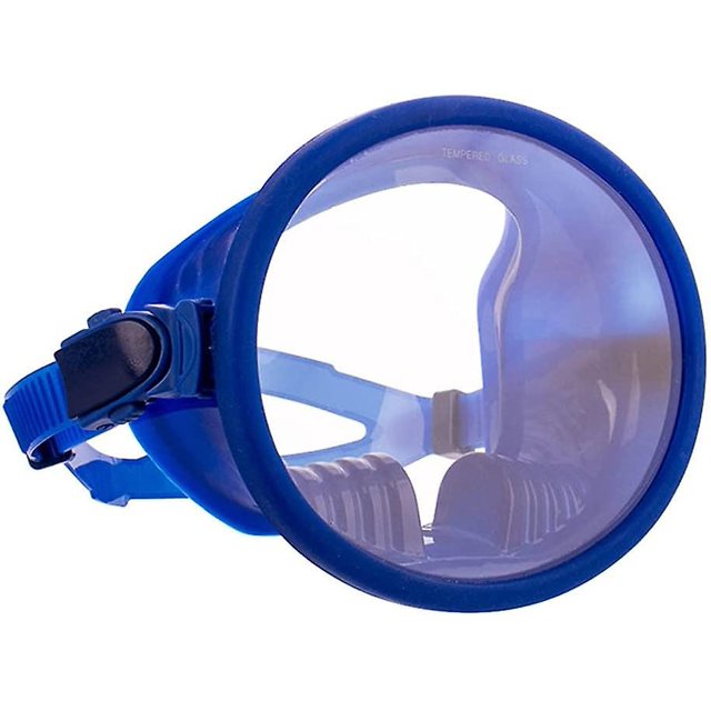 Máscara de esnórquel panorámica de silicona Máscara de esnórquel ovalada Accesorio para deportes acuáticos antivaho Máscara de buceo de una sola lente Campo de visión amplio Silicona antivaho (azul)
