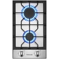 thumbnail image 1 of Table de Cuisson au Gaz Encastrée de 12 Po en Acier Inoxydable avec Brûleurs à 2 Joints, Certifiée ETL, 1 of 5