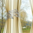 thumbnail image 4 of Leaf Drapery Tieback Clip Set (Decorative Curtain Holder, Spring Back Hooks), Silver, Gold Hollow Leaf-Shaped Drape Tiebacks, Decorative Curtain Holdbacks For Home Decor, Meiiso, 4 of 6