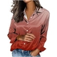 thumbnail image 1 of Long Sleeve Blouses for Women Printed Casual Cardigan Denim Style Jacket Loose Fit Polyester Winter Spring Oversized Coat, 1 of 5