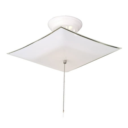 Ceiling Lights Pull Chain Design House 517805 2-Light Ceiling Light with Pull Chain, Frosted White Glass, White Finish ()