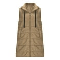 thumbnail image 5 of QSAWXQZ Women's Long Puffer Vest Solid Stand Collar Sleeveless Zip Up Jackets Coat with Pockets for Winter Khaki L, 5 of 9