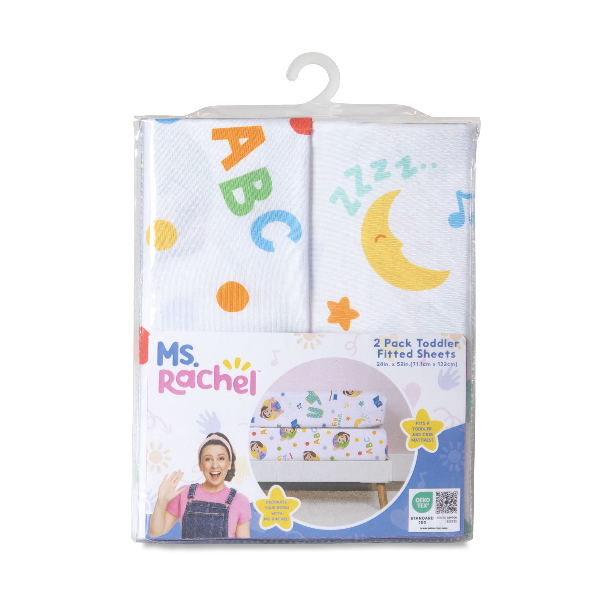 NoJo Ms. Rachel Toddler 2-Piece Unisex Fitted Bed Sheet Set