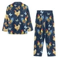 thumbnail image 4 of Renewold Women's Long Sleeve Pj's Button Down Sleepwear Pajama Set 2 PCS Chicken Butterfly Crewneck Beach Wear Pjs Shirt Warmth Athletic Outfits Clothing Size S, 4 of 6