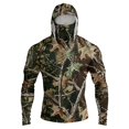 thumbnail image 2 of Sun Hoodies for Men Raglan Colorblock Camo Sunshirts with Mask, Quick Dry UPF 50+ Lightweight Uv Protection Long Sleeve Fishing Shirt Army Green L, 2 of 5