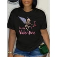 thumbnail image 2 of Camiseta de cuello redondo con estampado de corazón y calavera para San Valentín. Top informal de algodón de manga corta para mujer, ideal para verano y primavera, tiro con arco y deportes de ocio., 2 of 7