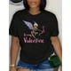thumbnail image 2 of Valentine's Day Heart & Skull Print Crew Neck T-Shirt - Casual Polyester Short Sleeve Top for Women, Perfect for Summer & Spring, Archery, 2 of 7