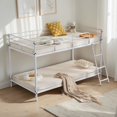 thumbnail image 3 of Hassch Twin Over Twin Size Bunk Bed, Heavy Duty Metal Bed Frame with Ladder and Guardrail for Bedroom, White, 3 of 8