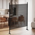 thumbnail image 6 of Outdoor Privacy Screens Freestanding, 47"" W x 71"" H Metal Slatted Decorative Privacy Screen and Panels with Stand, Brown Backyard Privacy Panels for Garden Patio, DF465163, 6 of 8