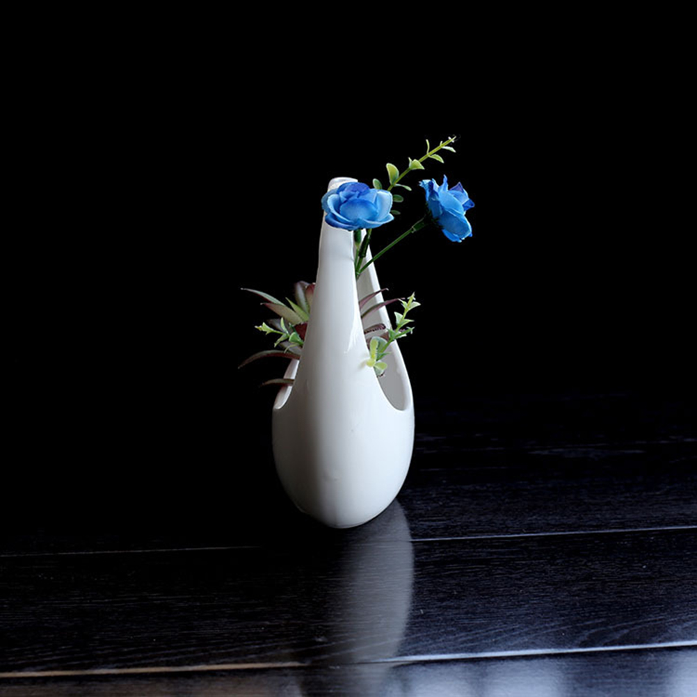 OUNONA  Flower Basket Planter Ceramic Hanging Pot Balcony Garden Decoration