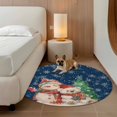 thumbnail image 2 of Round Rugs 4Ft, Blue Christmas Round Area Rug Washable Indoor Throw Carpet, Snowman Bear Xmas Tree Snowflake Soft Non Slip Circle Rug for Kitchen Nursery Room Home Decor Aesthetic, 2 of 8