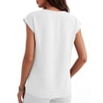 thumbnail image 5 of ANRABESS Women Tops V Neck T Shirts Cap Sleeve Business Casual Tops for Women Summer Loose Fit Dressy Work Office Blouses Cute Clothes Trendy Outfits White M, 5 of 11